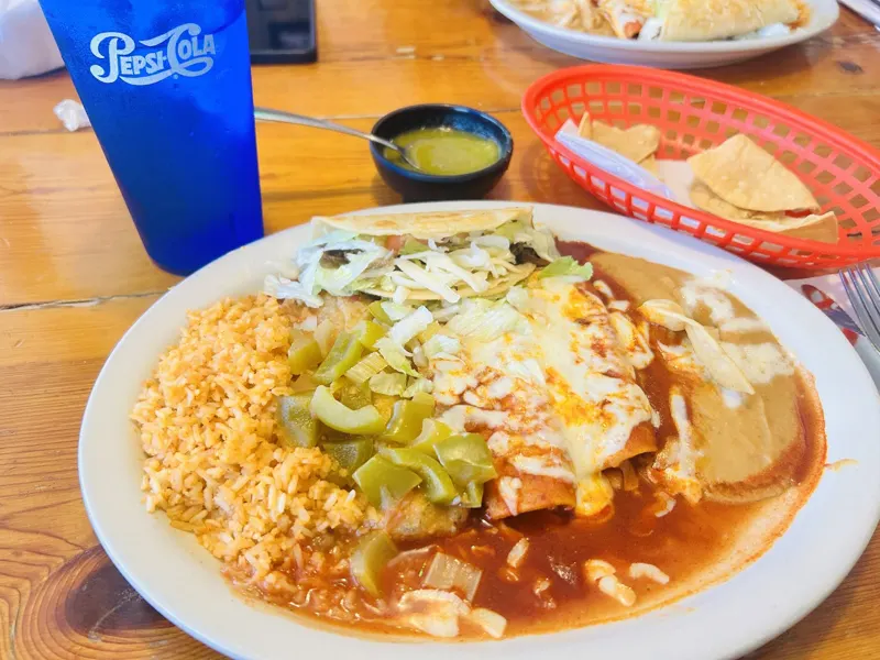 Green enchiladas plate